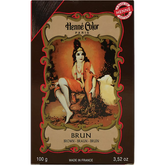 Vintage Henné Color haarverf verpakking in bruin met Art Nouveau ontwerp en illustratie